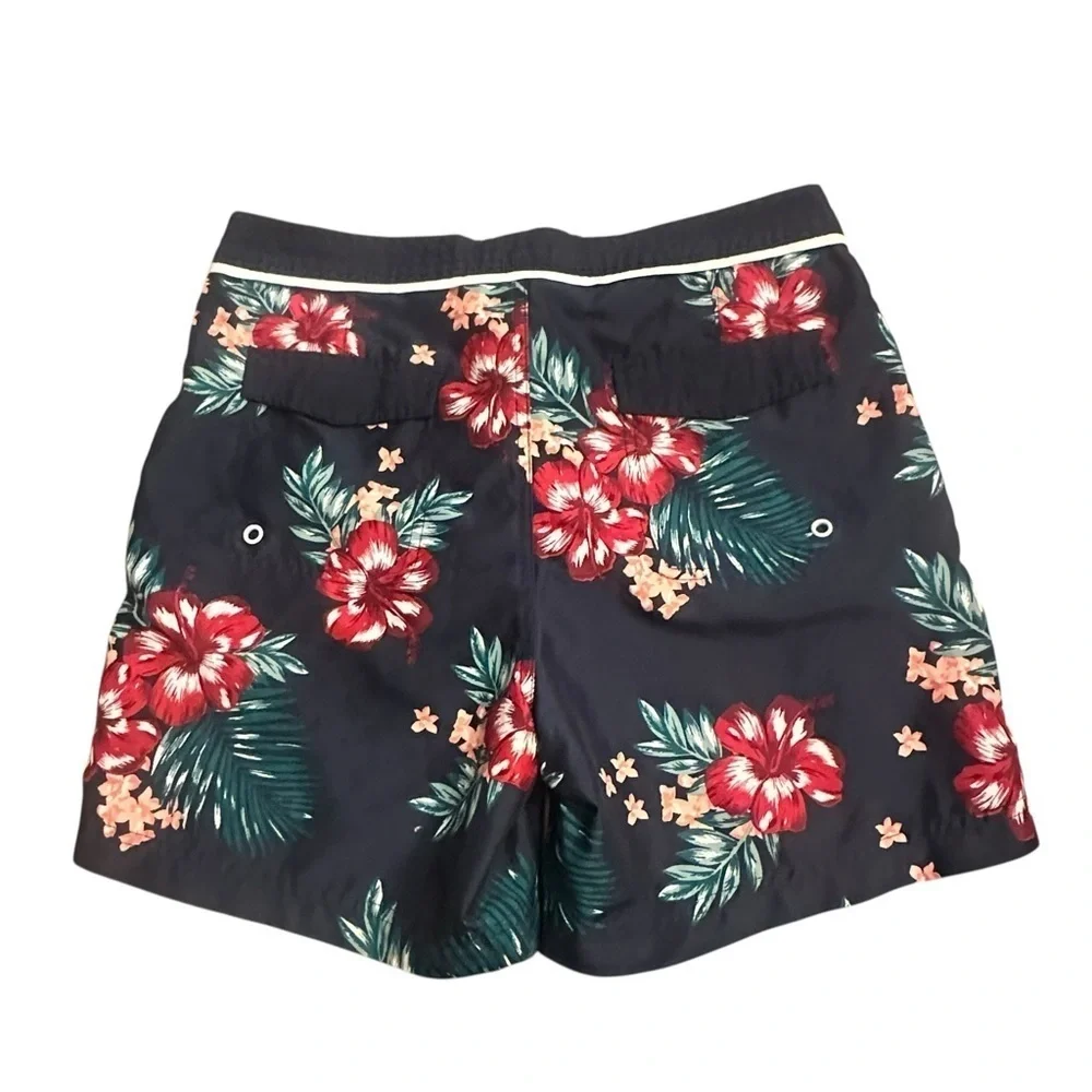 Penguin Swim Shorts Trunks - Mens US Size 30 EU Size 46 - Blue Red Floral
